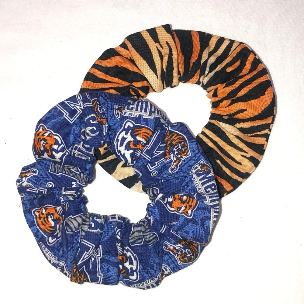 Memphis Tigers Hair Scrunchies Wristbands 2 Pack HandMade in the USA